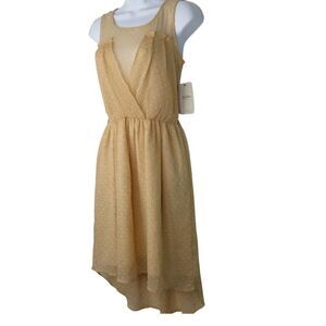 Zara Trafaluc Sheer Dress New Size S Peach Blush Dotted Chiffon High-Low Sumemr
